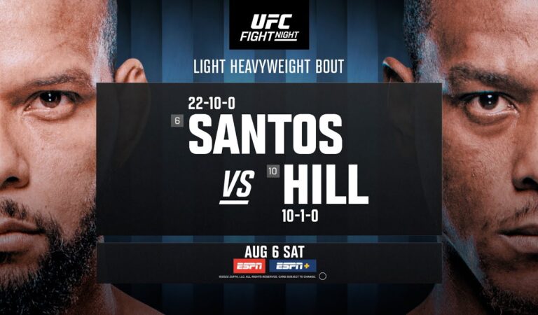 UFC ON ESPN Santos vs Hill Betting Odds and Preview