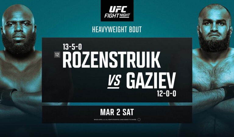 UFC Fight Night: Rozenstruik vs Gaziev Main Card Betting Picks and Predictions